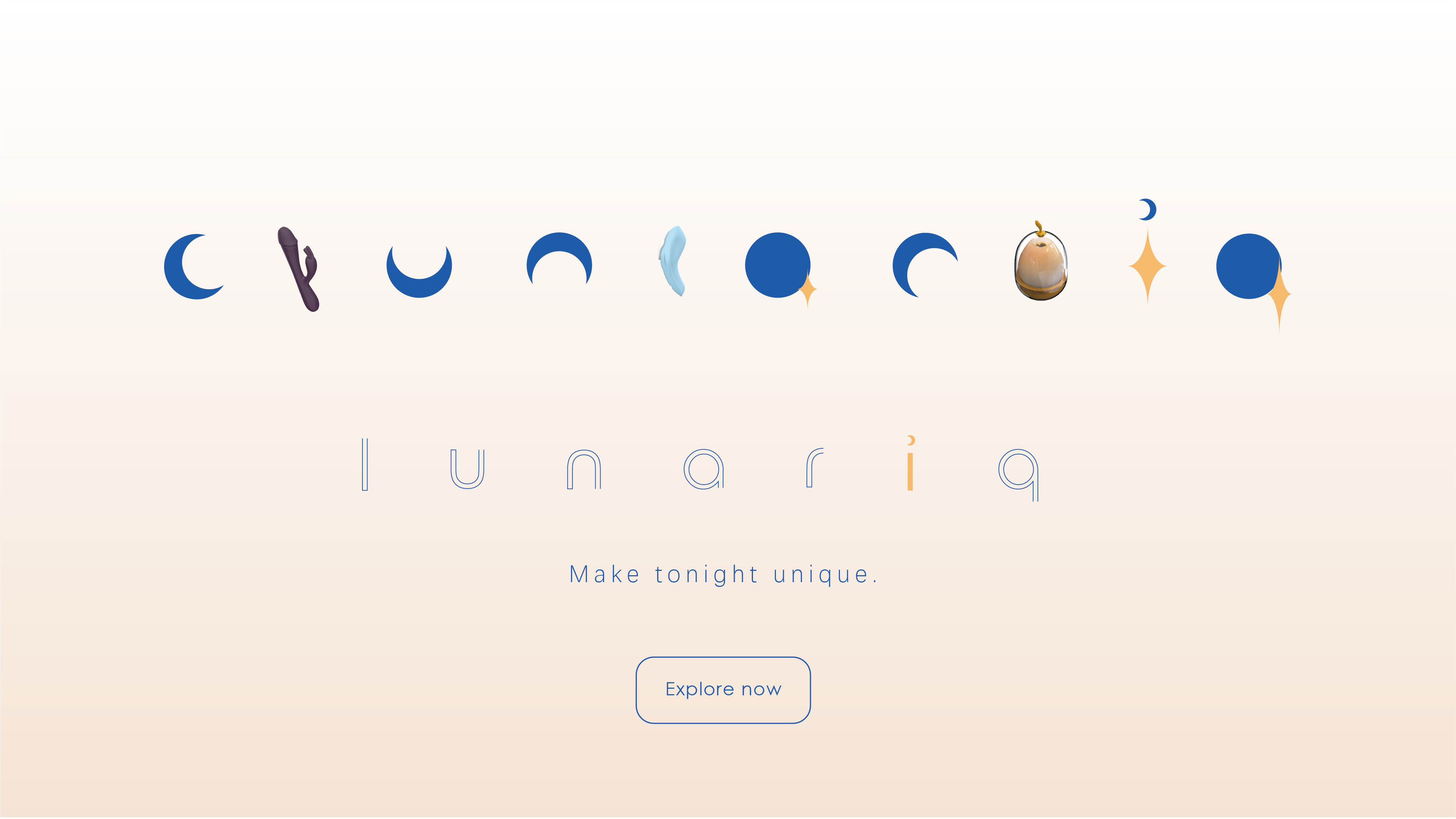 A decorative hero image with logo and slogan: lunariq - make tonight unique